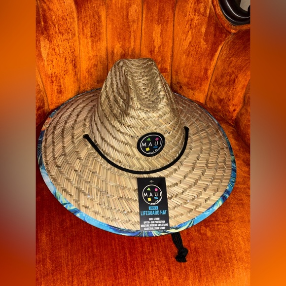 Maui and Son Unisex Lifeguard Straw UPF 50+ Hat, Turquoise /Blue, One Size - Picture 2 of 10